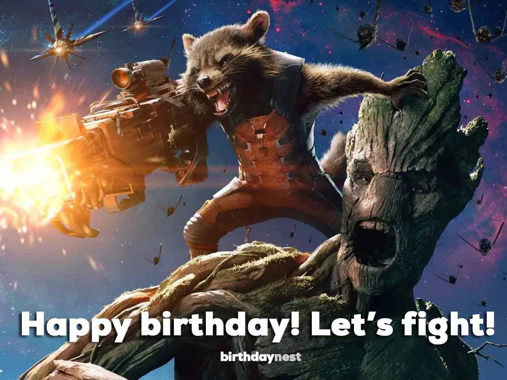 Guardians of the Galaxy birthday meme Rocket & Groot